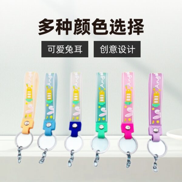 Wholesale Jelly Color Rabbit Ears Soft PVC Lanyard Keychains