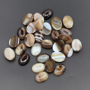 Coffee striped agate / 13*18MM oval ring surface