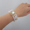 Wholesale Crystal Diamond Studded Multi Row Pearl Bracelets