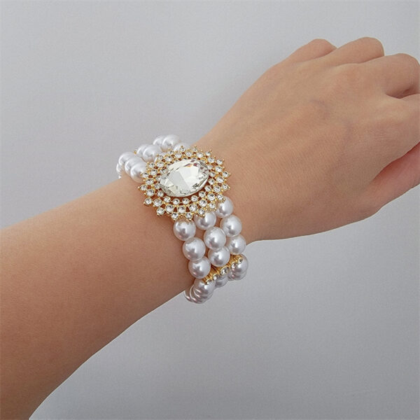 Wholesale Crystal Diamond Studded Multi Row Pearl Bracelets
