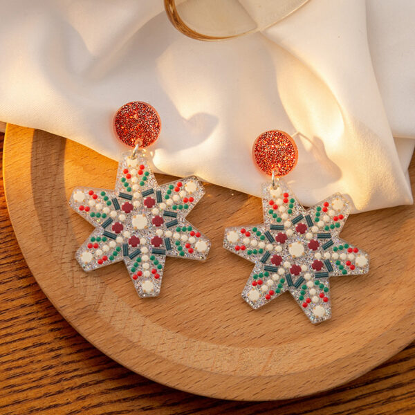Wholesale Christmas Santa Claus Acrylic Snowflake Elk Hollow Earrings