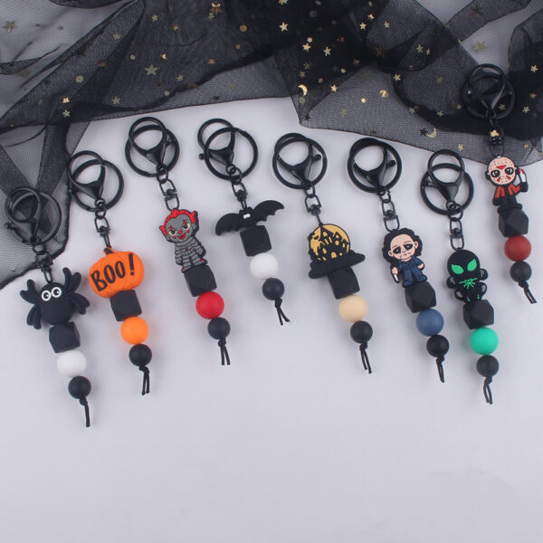 Wholesale Halloween BOO Bat Silicone Handmade Beaded Keychain