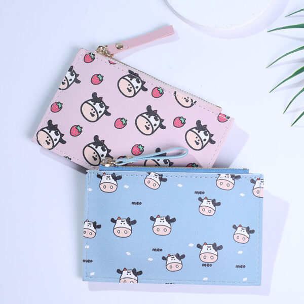 Wholesale Student Cartoon Cow Pattern Female Large Capacity Multi-card Slot PU leather Wallet