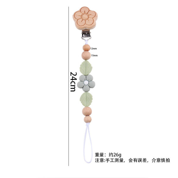 Wholesale Baby Products Flower Soothing Silicone Flower Silicone Beads Pacifier Chain
