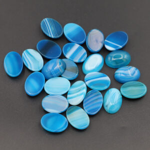 Lake blue striped agate / 13*18MM oval ring surface