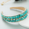 Wholesale Colored Turquoise Inlaid with Diamonds, Wide Brimmed Fabric, Candy Colored Headband