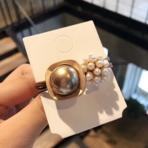 Coffee pearl alloy bayberry ball hair tie