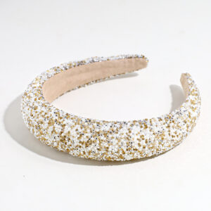 Pearl and rhinestone yellow 3.5cm wide headband