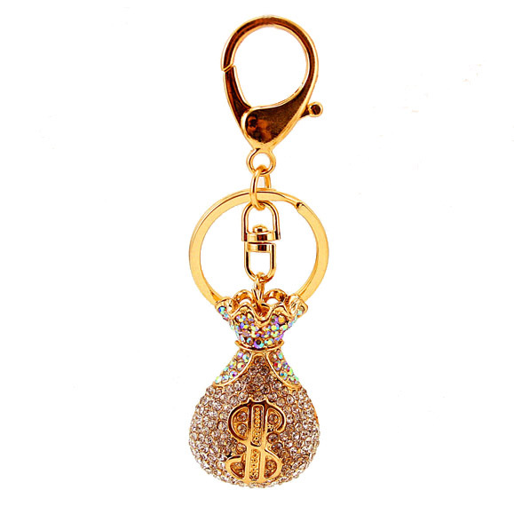 O1CN01HOfrcB1v3dVUVa7pv_4061786117-0-cib Wholesale Creative Diamond Crystal Money Bag Lucky Bag Metal Keychain