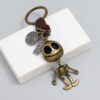 Wholesale Halloween Skeleton Pendant Cowhide Leather Keychain