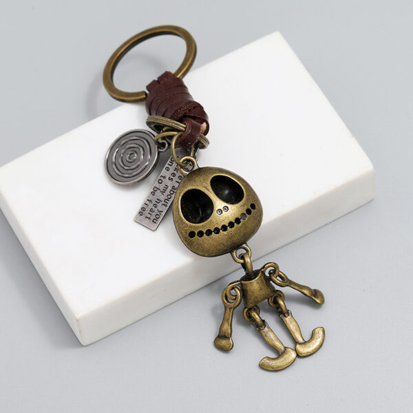 Wholesale Halloween Skeleton Pendant Cowhide Leather Keychain