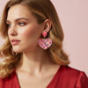 Wholesale My Birthday Colorful Diamond Enamel Heart-shaped Hair Ball Zinc Alloy Earrings