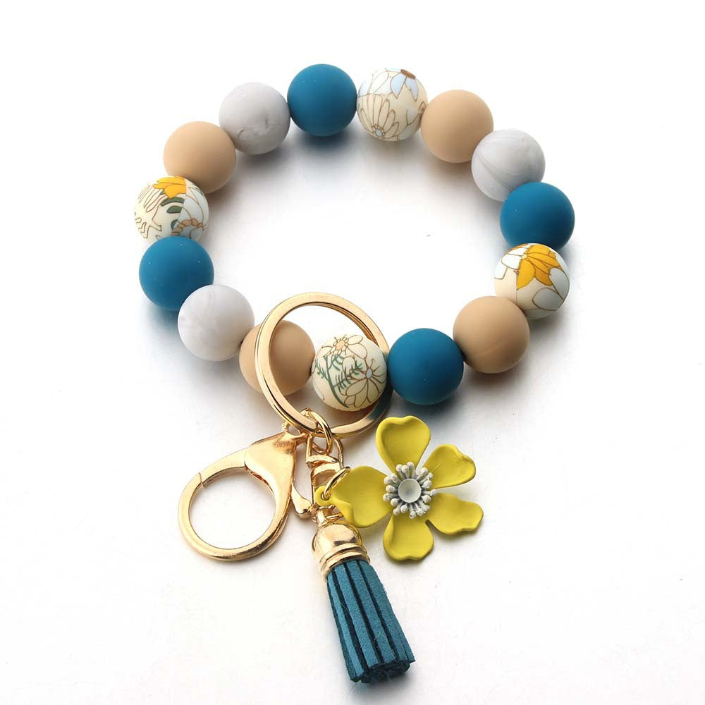 Wholesale Silicone Leather Tassel Suower Keychain
