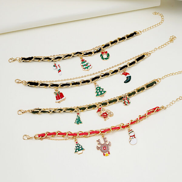 O1CN01HQxaBv1onFZqCUye5_2059265269-0-cib Wholesale Christmas Oil Drop Christmas Tree Snowman Cane Pendant Multi-layer Chain Bracelet