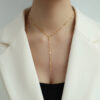 Wholesale Y Shape Tassel Short Titanium Steel Necklaces