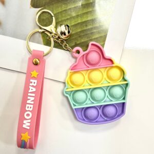 Cup cake yellow green purple decompression key chain