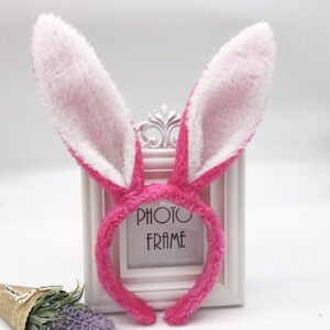 Rose red and white plush rabbit ears
