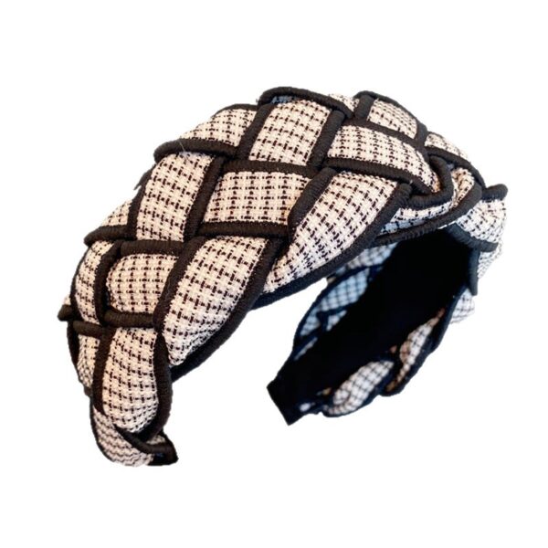 O1CN01HUz6WR1Qp2kjQKiMJ_936802024-0-cib Wholesale Autumn and Winter High Skull Wide Edge Braided Houndstooth Headband