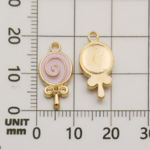 1 piece 9.6x18.4mm pink oil drop round lollipop-10984-0.9g