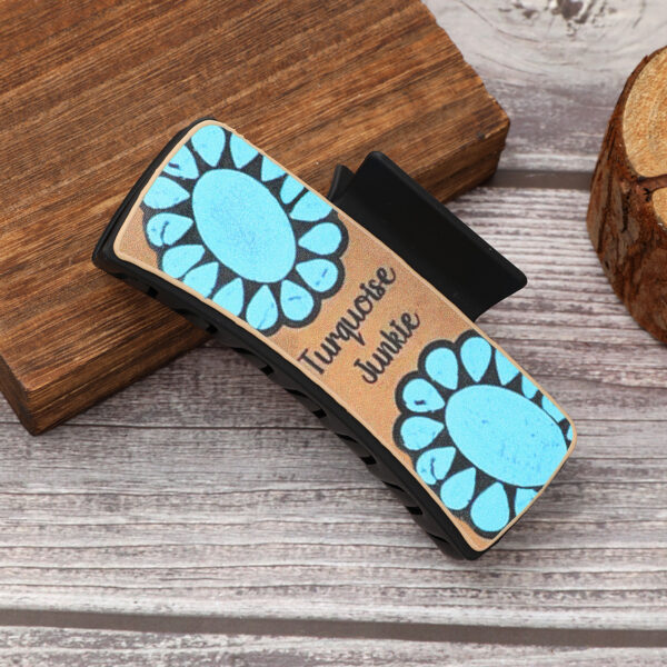 Wholesale Western Wind Sunflower Cow Pattern MAMA Leather Hair Clips