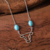 Wholesale Inlaid Turquoise Bull Head Bohemian Hollow Line Niche Simple Necklaces