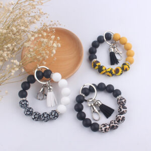 Wholesale Leopard Print Silicone Tassel Keychain