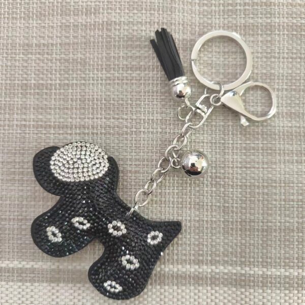 Wholesale Velvet Inlaid Diamond Cute Small Dog Keychains