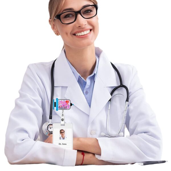 Wholesale Badge Reels Acrylic Quicksand Doctor Nurse Retractable Keychain