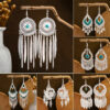 Wholesale Color Long Feather Tassel Alloy Earrings