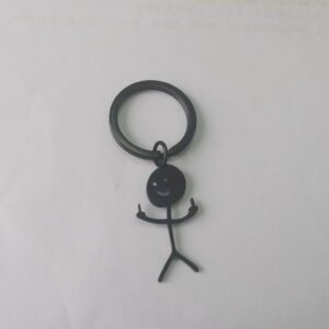 Polished fun little man keychain (black)