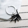 Wholesale Stainless Steel Black Cat Keychain with Knife