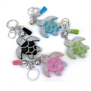 Wholesale Diamond Studded Turtle Metal Keychains
