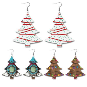 Wholesale Western Style Christmas Tree Earrings