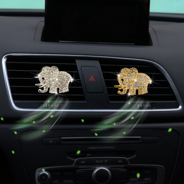Wholesale Metal Rhinestone Elephant Car Aroma Decoration Clip