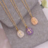 Wholesale Natural Stone Crosses Stainless Steel Necklaces
