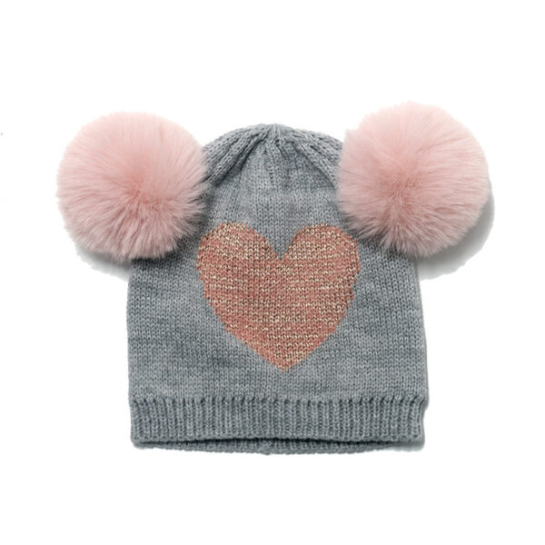 Wholesale Acrylic Double Wool Ball Children Love Knitted Hat