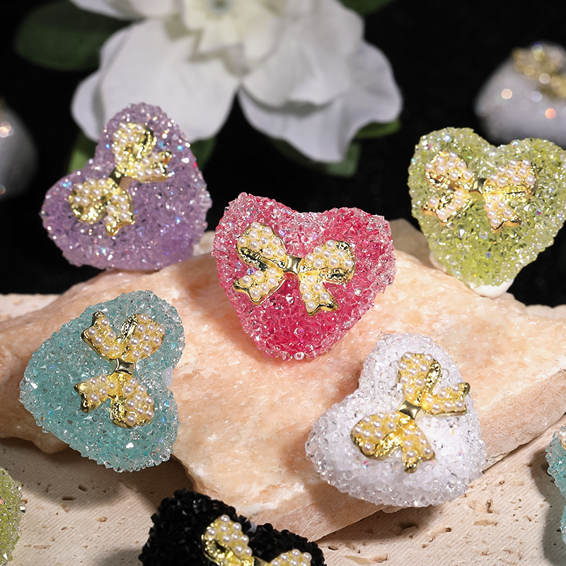 Wholesale Heart-shaped soft sugar beads, butterfly rhinestone beads