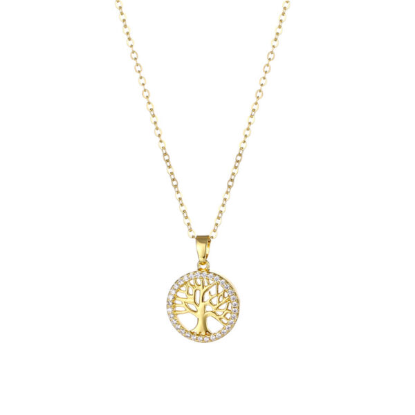 Wholesale Stainless Steel Round Hollow Tree of Life Pendant Necklace