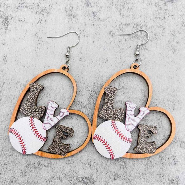 Wholesale Baseball Basketball Football Volleyball Retro Wooden Earrings