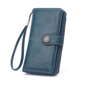 Wholesale Oil Wax Leather Long Hollow Wallet