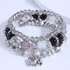O1CN01HjJQUI24CBV80yVS4__2149317354-0-cib Wholesale Glass Bead Alloy Small Elephant Pendant Multilayer Bracelet