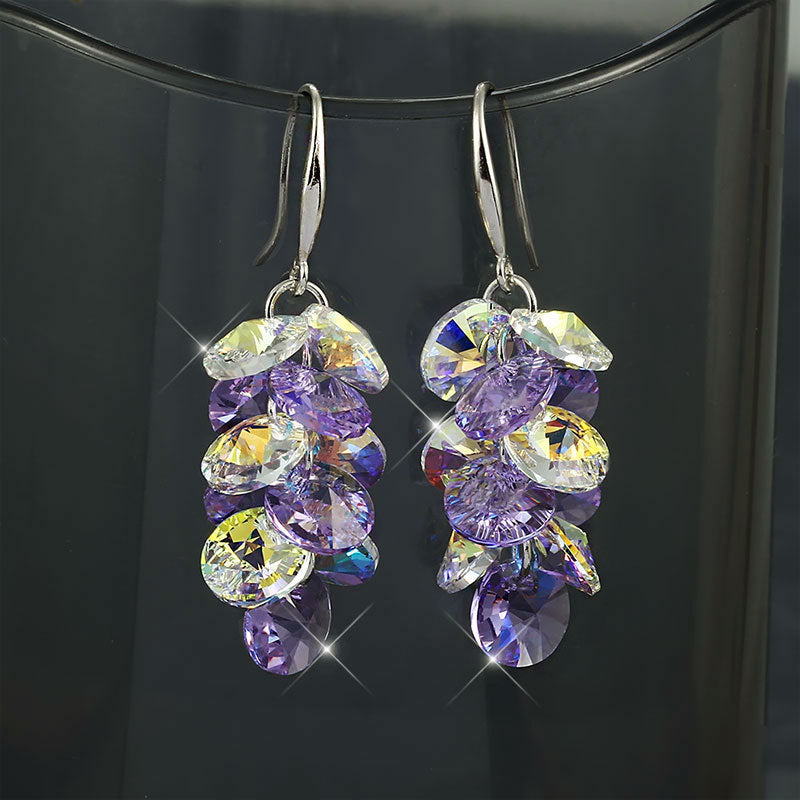 Wholesale Ser Shiny Synthetic Crystal Light Purple Multi-Layered Disc Color Earrings