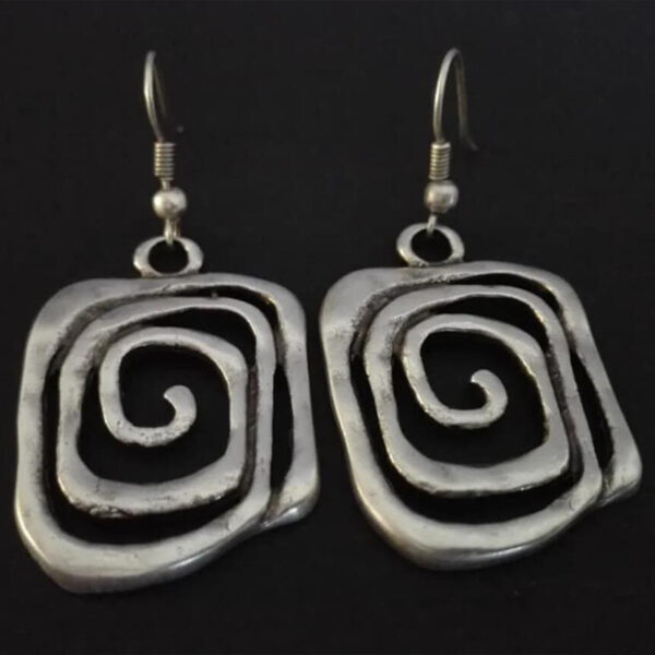 Wholesale Exaggerated Personality Spiral Hollow Square Alloy Earrings