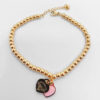 Wholesale Double Heart Bead Titanium Steel Peach Heart Pendant Love Epoxy Bracelet