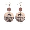 O1CN01HlLwZu1ftMXkQ447T_3172764064-0-cib Wholesale Vintage Leopard Print Cross Hollow Wood Chip Round Earrings