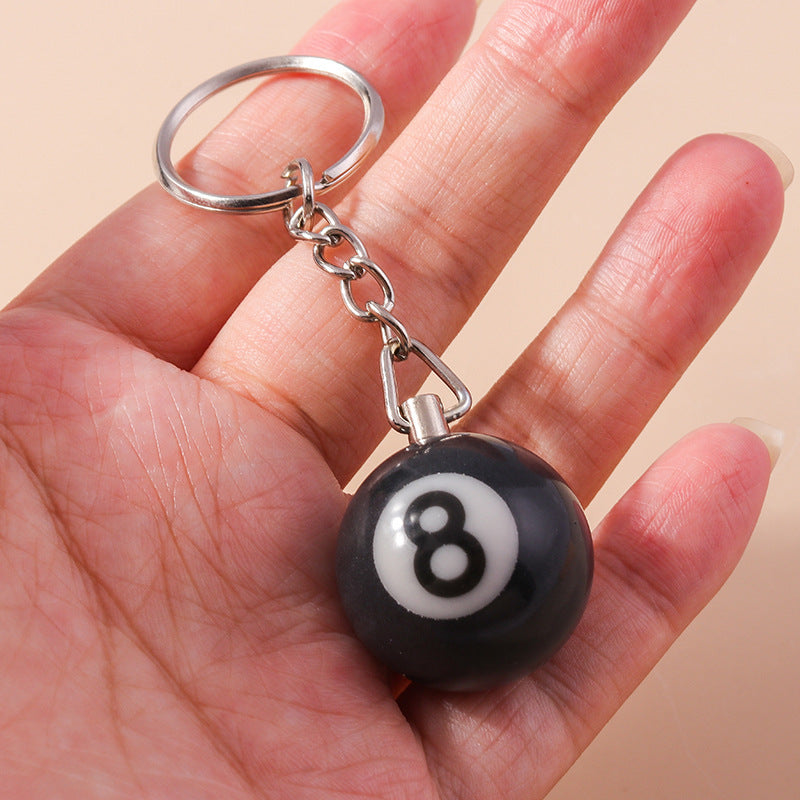 Wholesale creative simulation billiard eight pendant aessories Zinc alloy keychains