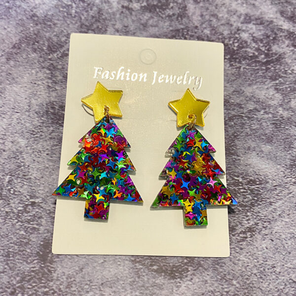 O1CN01HnCeDf1zp31QWM2cR_2215459036762-0-cib Wholesale Christmas Tree Glitter Mirror Acrylic Earrings
