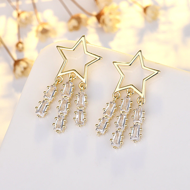 Wholesale Star Tassel Copper Earrings