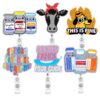 Wholesale Acrylic Medicine Bottle Bulldog Rotating Retractable Badge Scroll Keychain