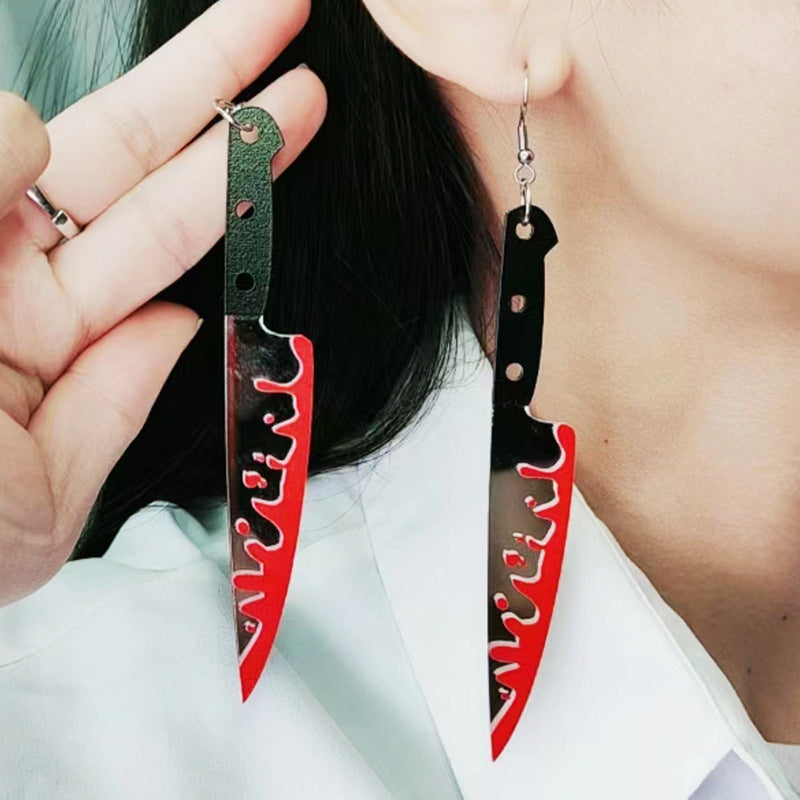 Wholesale Gothic Blood Knife Acrylic Earrings